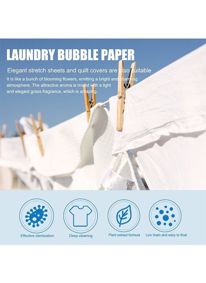 Laundry Bubble Paper, Cleaning And Stain Removing Concentrated Laundry Tablets Long Lasting Fragrance Preserving Clothing Whitening 30 Pcs