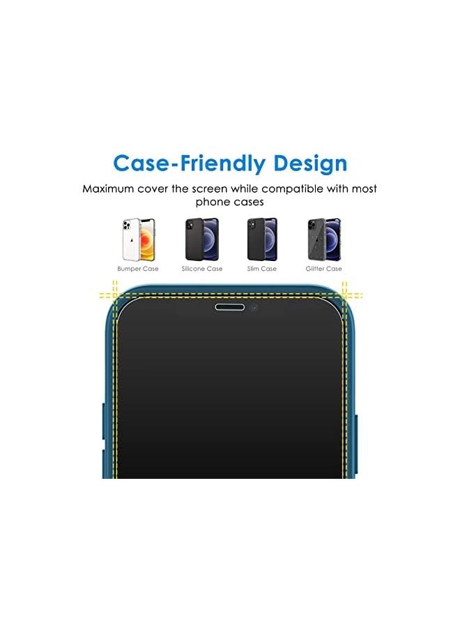 One Touch Install Screen Protector for iPhone 12/12 Pro 6.1-Inch, Full Coverage Tempered Glass Film, Auto Alignment Tool Kit, HD Clear, 2-Pack