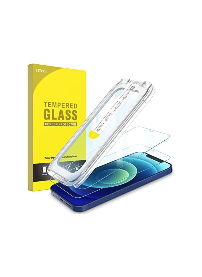 One Touch Install Screen Protector for iPhone 12/12 Pro 6.1-Inch, Full Coverage Tempered Glass Film, Auto Alignment Tool Kit, HD Clear, 2-Pack