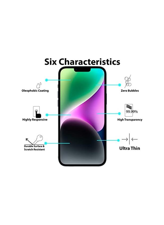 Screen protector compatible with iPhone 14, Tempered Glass, Distinctive High End Protective Film [Anti-Glare][HD Full Coverage][Easy Installation][9H Hardness]