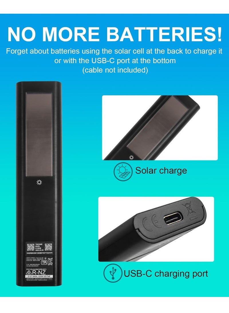 BN59-01385A Replacement Solar Voice Remote Control for Samsung Frame Smart TV, Bluetooth Rechargeable Solar Cell, Compatible with 2021-2022 Neo LED 4K UHD TV, 4-Button Design