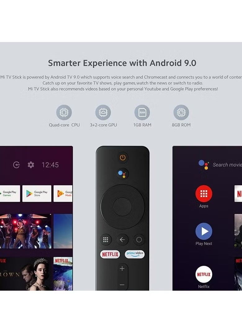 Xiaomi TV Stick (FHD) – Streaming Media Player for HD Video, Google Assistant Built-in, Android TV, Easy Setup for Netflix, YouTube, and More, Compact & Portable