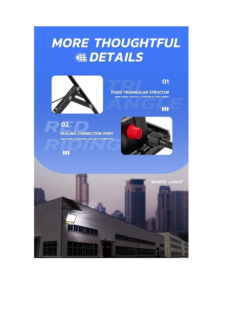 Solar LED Flood Light, 600W, 6500K Bright White, IP65 Waterproof, Motion Sensor, Remote Control, 270° Wide Angle, 3.2V 15000mAh Battery