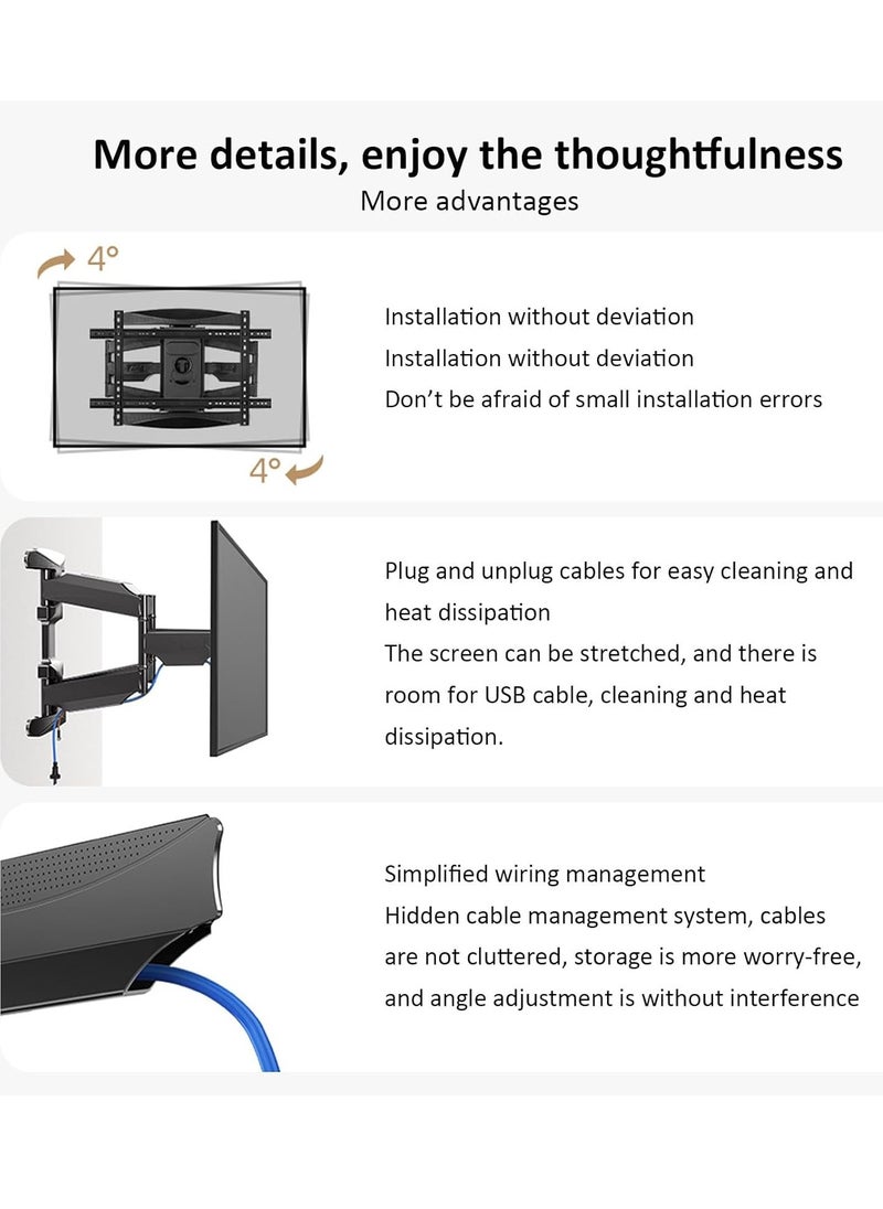 TV Wall Mount for 40-75 Inch TV, TV Mount with Swivel and Tilt, Full Motion TV Bracket with Articulating Dual Arms, Fits 16inch Studs, Max VESA 600X400 mm, 100LBS