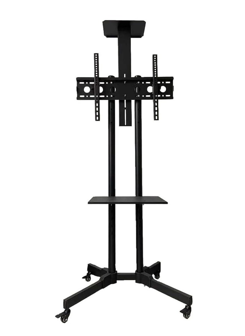 Adjustable Height Movable Metal TV Trolley Stand Mount with Wheels for 32 to75 TVs Black