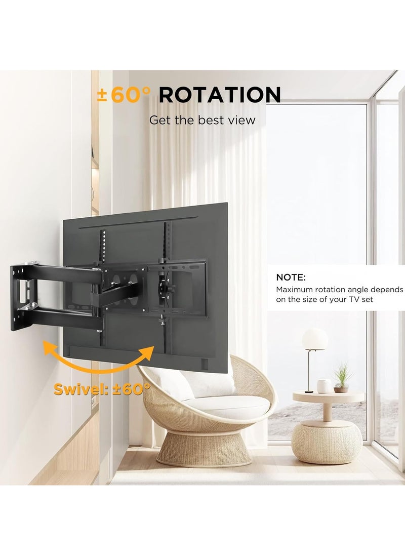 Full Motion TV Wall Mount for Most 40–80 inch Flat TVs up to 88 lbs, Bracket with Articulating Arms, Swivel, Tool-Free Tilt, Max VESA 600x400mm