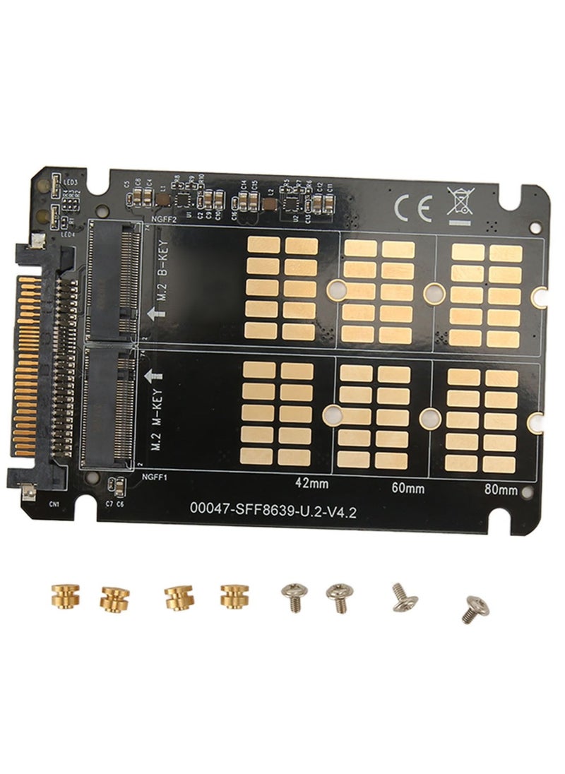 M.2 NVME SATA to U.2 Adapter Card, M.2 Dual Protocol to U.2 Expansion with 32Gbps Transfer Rate, Clear Status Indicator for 2242 2260 2280 SSD