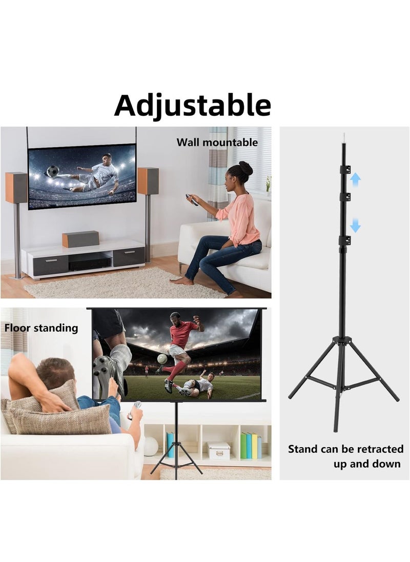 Updated Projector Screen with Stand 120 inch Indoor Outdoor Projector Screen 16:9 4K HD Projector Screen for Outdoor and Indoor Wall Hanging 2 IN 1 with Carry Bag Ground Nails