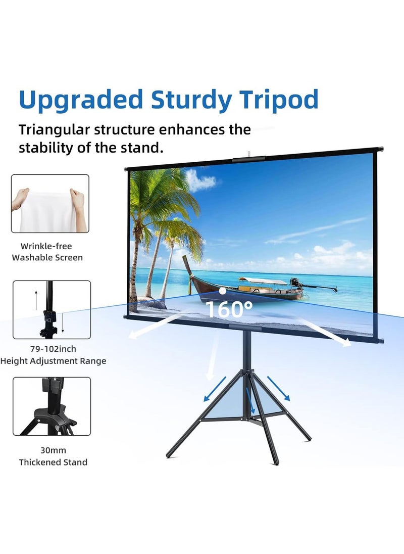 Updated Projector Screen with Stand 120 inch Indoor Outdoor Projector Screen 16:9 4K HD Projector Screen for Outdoor and Indoor Wall Hanging 2 IN 1 with Carry Bag Ground Nails