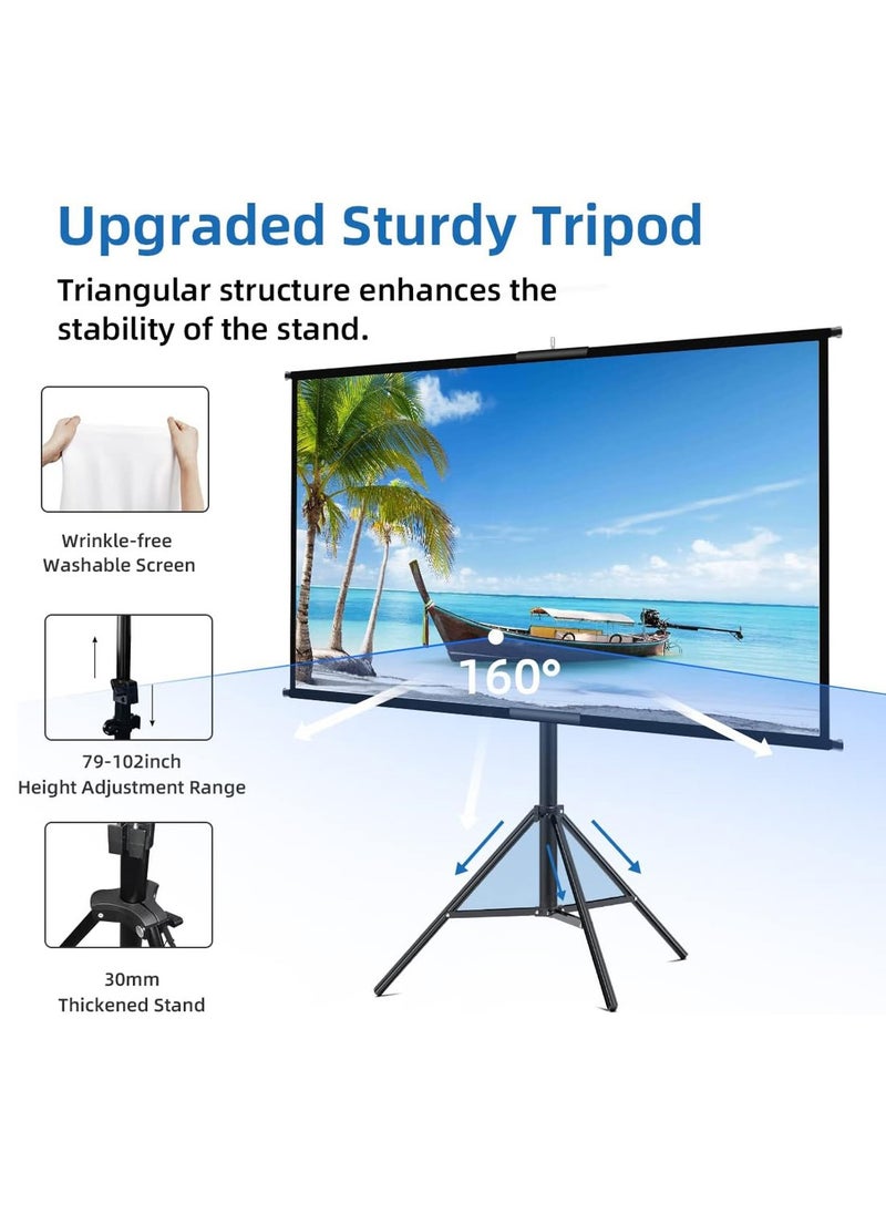 Updated Projector Screen with Stand 100 inch Indoor Outdoor Projector Screen 16:9 4K HD Projector Screen for Outdoor and Indoor Wall Hanging 2 IN 1 with Carry Bag Ground Nails