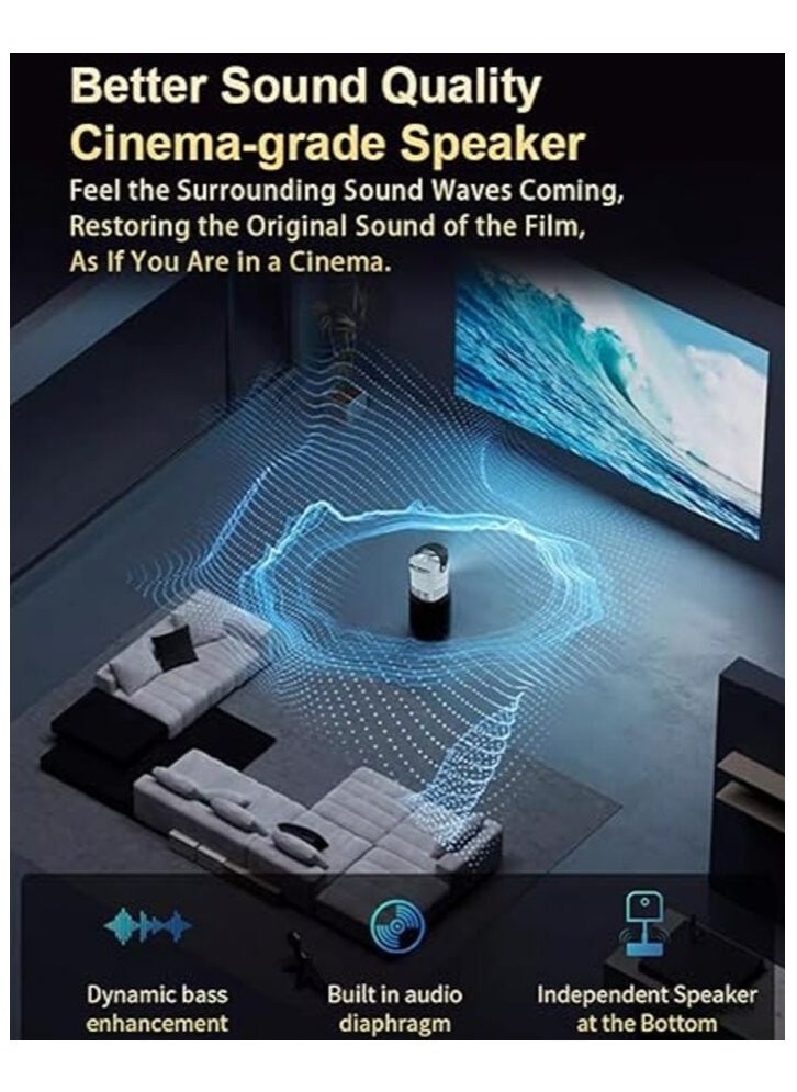 Mini Projector with WiFi and Bluetooth, 4K 1080P 250 ANSI Lumen DLP Android TV 11.0 Smart Portable Projectors, Stereo Sound, Auto-Vertical Keystone for Home