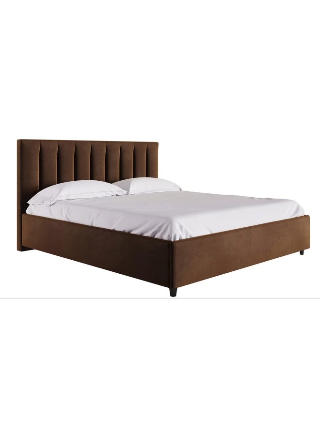 Mexxony Comfort Upholstered Bed (Without Mattress) By R2R - Queen Size (160Cm X 200Cm) (Dark Brown)