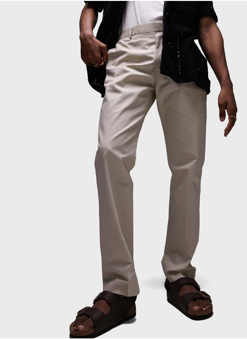 Smart Straight Leg Compact Cotton Trouser