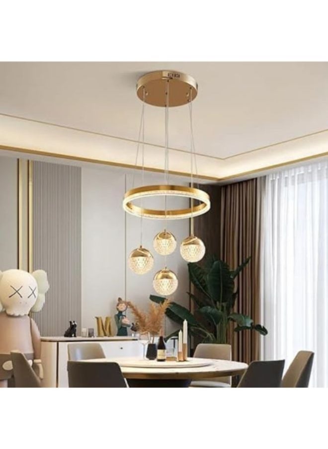 A F N LIGHTINGS AFN LED Golden 4 Light Pendant Chandelier Light Modern LED Chandelier For Dining Living Room Hanging suspension luminaire Chandeliers - Warm White