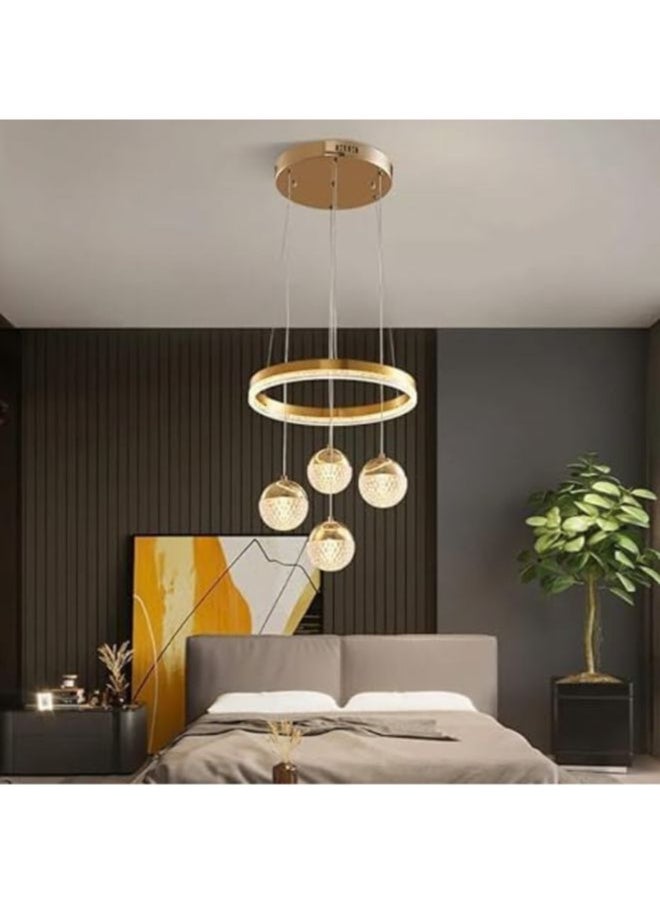 A F N LIGHTINGS AFN LED Golden 4 Light Pendant Chandelier Light Modern LED Chandelier For Dining Living Room Hanging suspension luminaire Chandeliers - Warm White