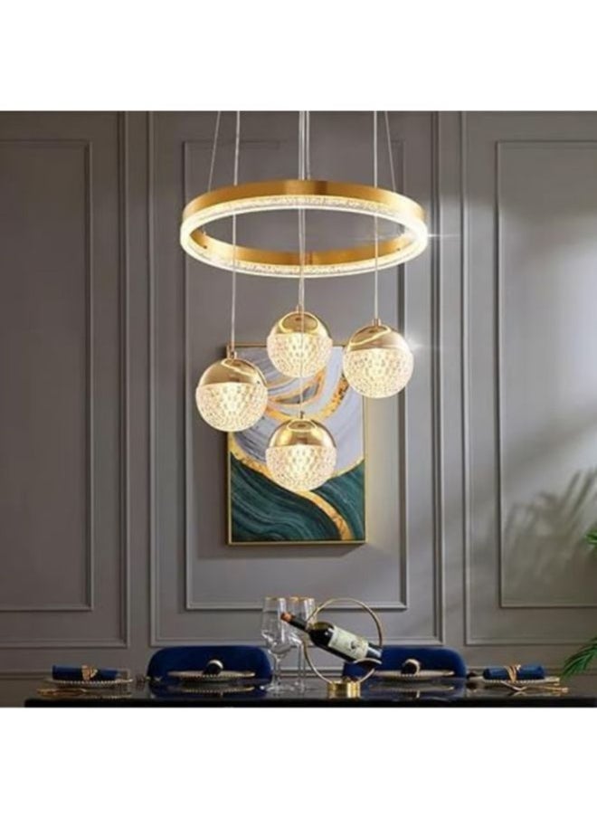 A F N LIGHTINGS AFN LED Golden 4 Light Pendant Chandelier Light Modern LED Chandelier For Dining Living Room Hanging suspension luminaire Chandeliers - Warm White