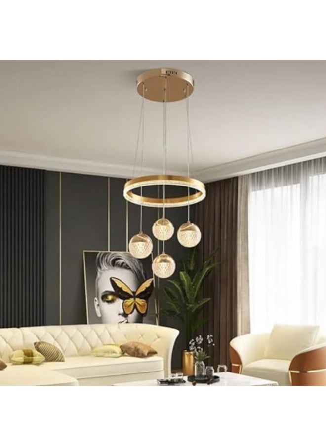 A F N LIGHTINGS AFN LED Golden 4 Light Pendant Chandelier Light Modern LED Chandelier For Dining Living Room Hanging suspension luminaire Chandeliers - Warm White