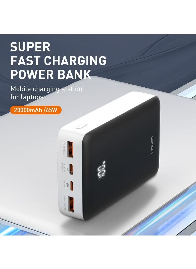 PQ27 Big Capacity 20000mAh Newest Fast Charging Powerbank, 65W Super Fast Portable Power Bank for Laptop, Notebook, Smartphone, Tablet – High-Capacity Mobile Charger