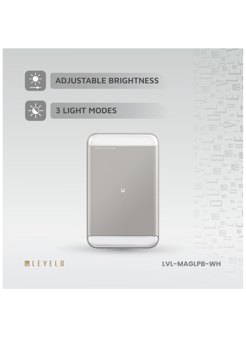 MagLight Portable Power Bank 8000mAh PD 20W / Fast Charging / MagSafe Charging / 3 Light Modes / Adjustable Brightness / Rear & Selfie Fill Light / Selfie Mode MagSafe Compatible - White