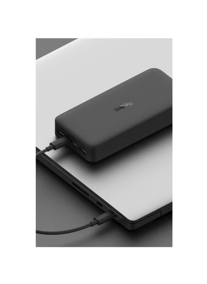 18W Fast Charger Power Bank 20000mAh – High Capacity Portable Battery, Quick Charging for Smartphones, Tablets, and More, USB-C & USB-A Ports, Compact Design, Black