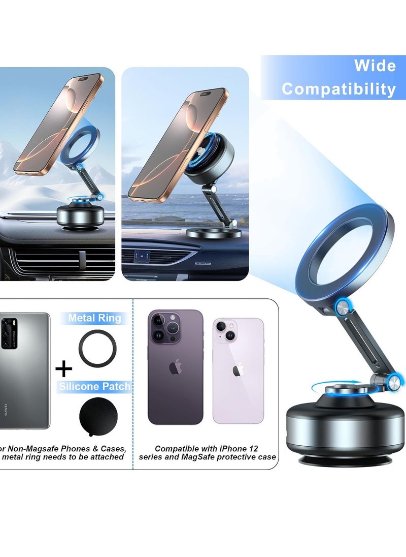 Upgraded Vacuum Suction Cup Mount Magnetic Car Phone Holder,360° Rotating Car Phone Holder for iPhone 16/15/14/13/12,Samsung S25 Ultra/S24 Ultra/S23 Ultra/S22 Phones,Shower/Car/Mirror/Smooth Surfaces Suction Holder (Not Charging Phone)