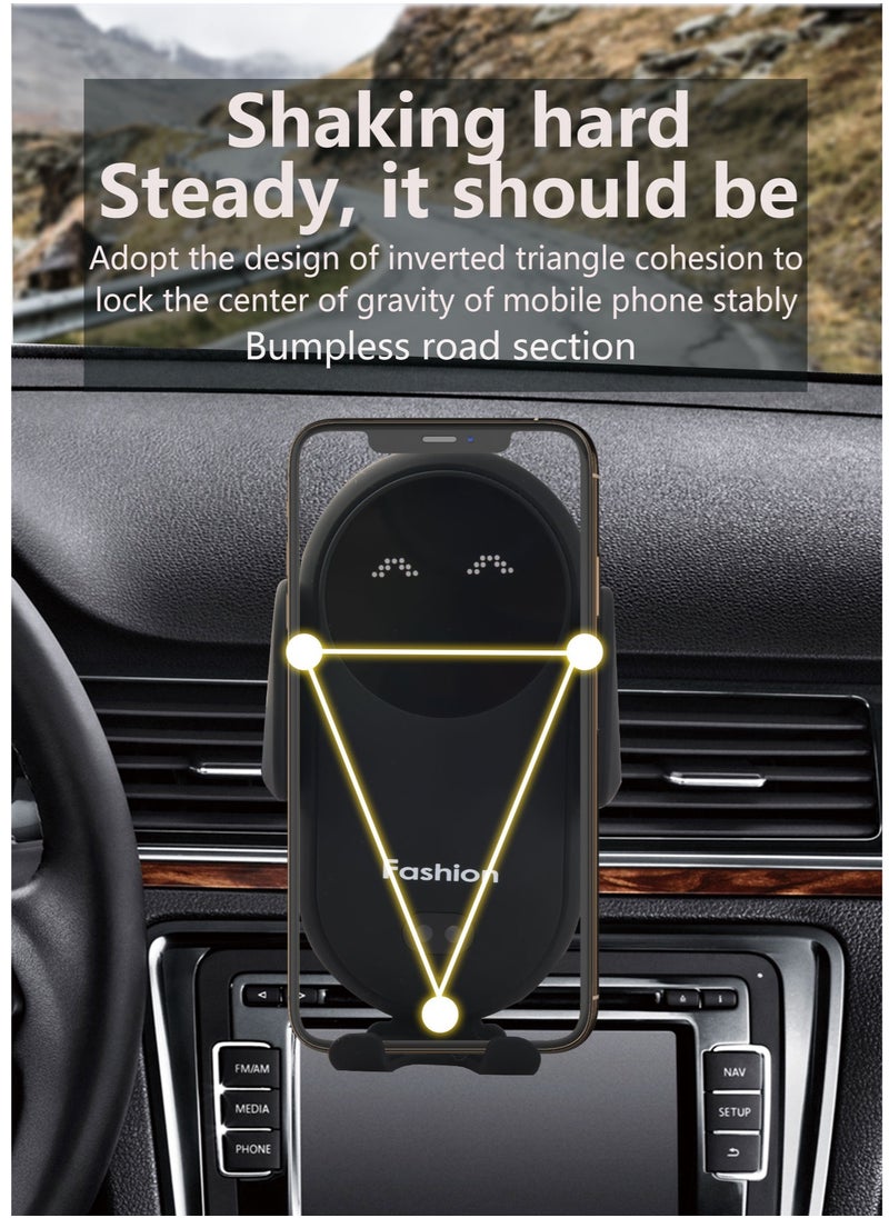 S11 Smart Infrared Automatic Induction Mobile Phone Holder Car Mobile Phone Charging case Wireless Charger Car Holder Charger- Yellow