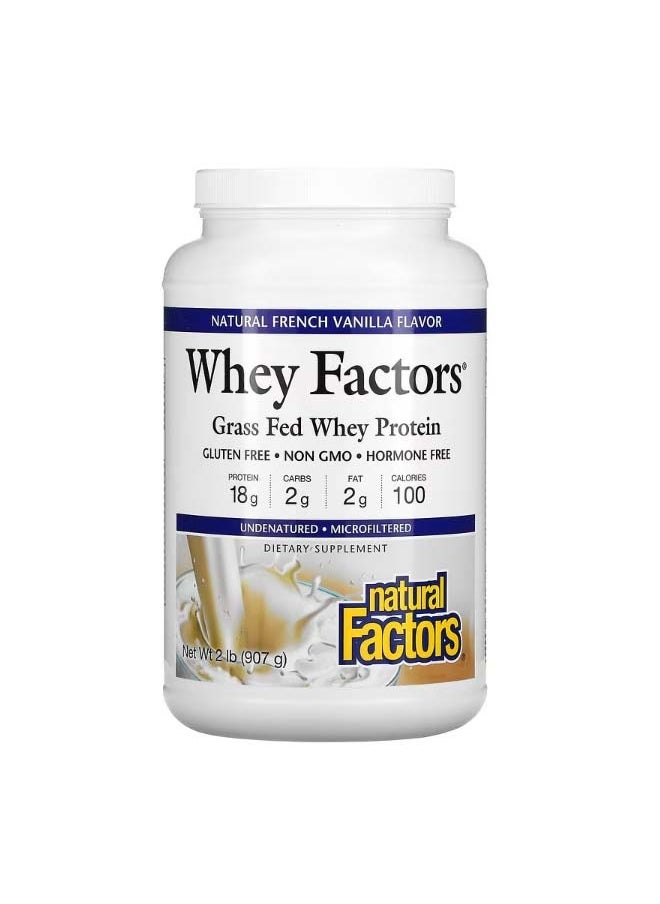 Whey Factors Grass Fed Whey Protein Natural French Vanilla Flavor 2 lb 907 g