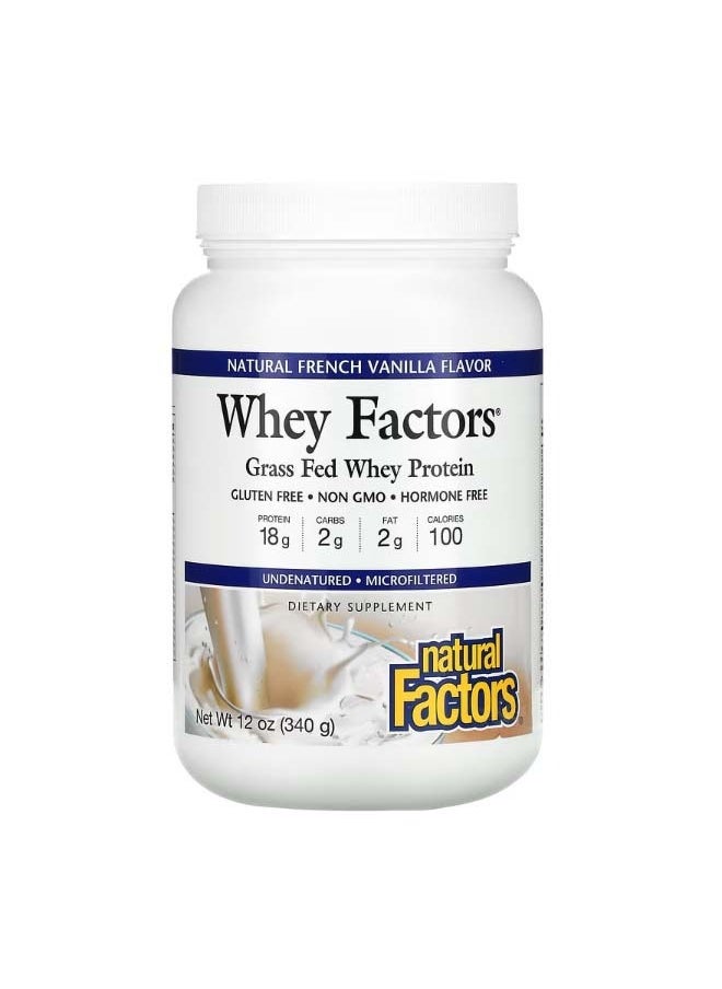 Whey Factors Grass Fed Whey Protein Natural French Vanilla 12 oz 340 g