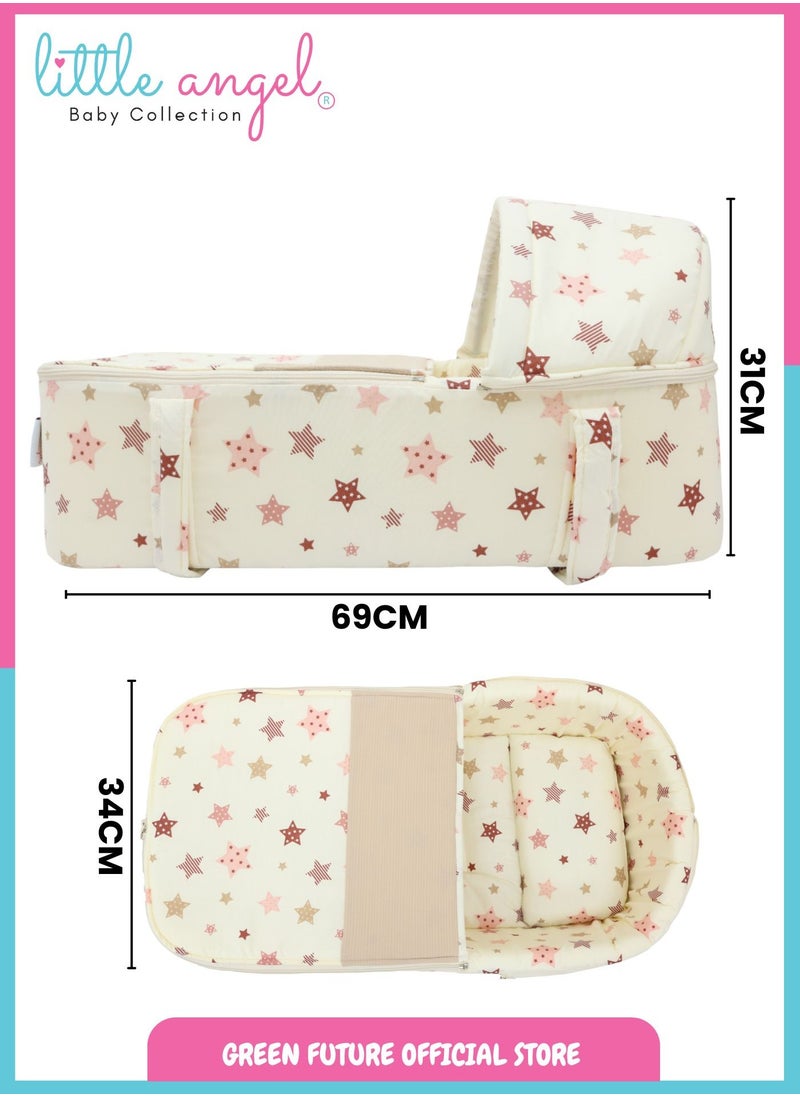 Baby Carry Cot with Diaper Bag – Portable Infant Bassinet | Baby Sleeping Bed with Handles for Travel | Lightweight Baby Crib for Newborns