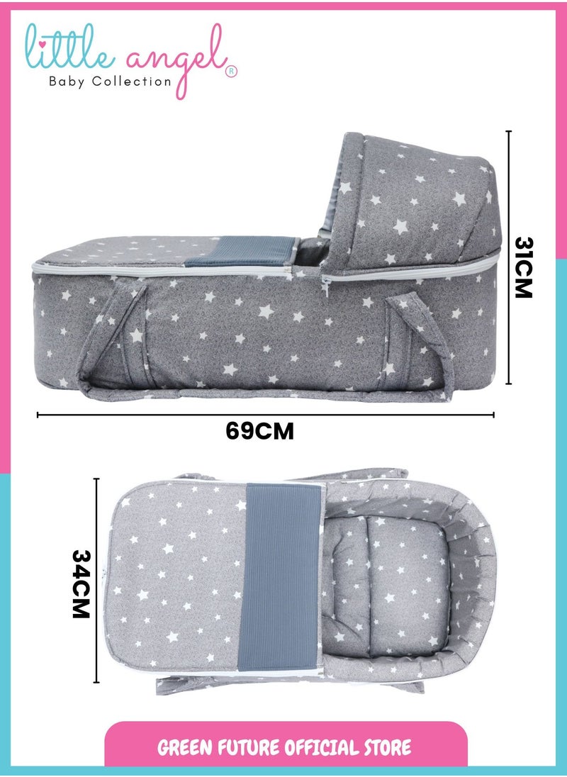 Baby Carry Cot with Diaper Bag – Portable Infant Bassinet | Baby Sleeping Bed with Handles for Travel | Lightweight Baby Crib for Newborns