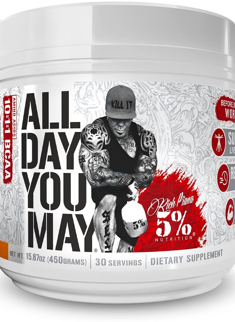 5% Nutrition Rich Piana AllDayYouMay BCAA Powder | Premium Intra & Post Workout Amino Acids, Hydration, Endurance, Muscle Recovery, Joint & Liver...