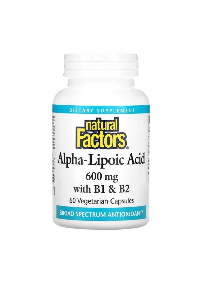 Alpha Lipoic Acid with B1 And B2 600 mg 60 Vegetarian Capsules