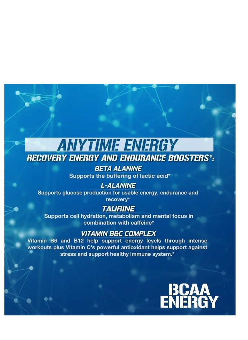 BCAA Energy - High Performance, Energizing Amino Acid Supplement for Muscle Building, Recovery, and Endurance, Blue Raz 9.52oz (30 Servings)