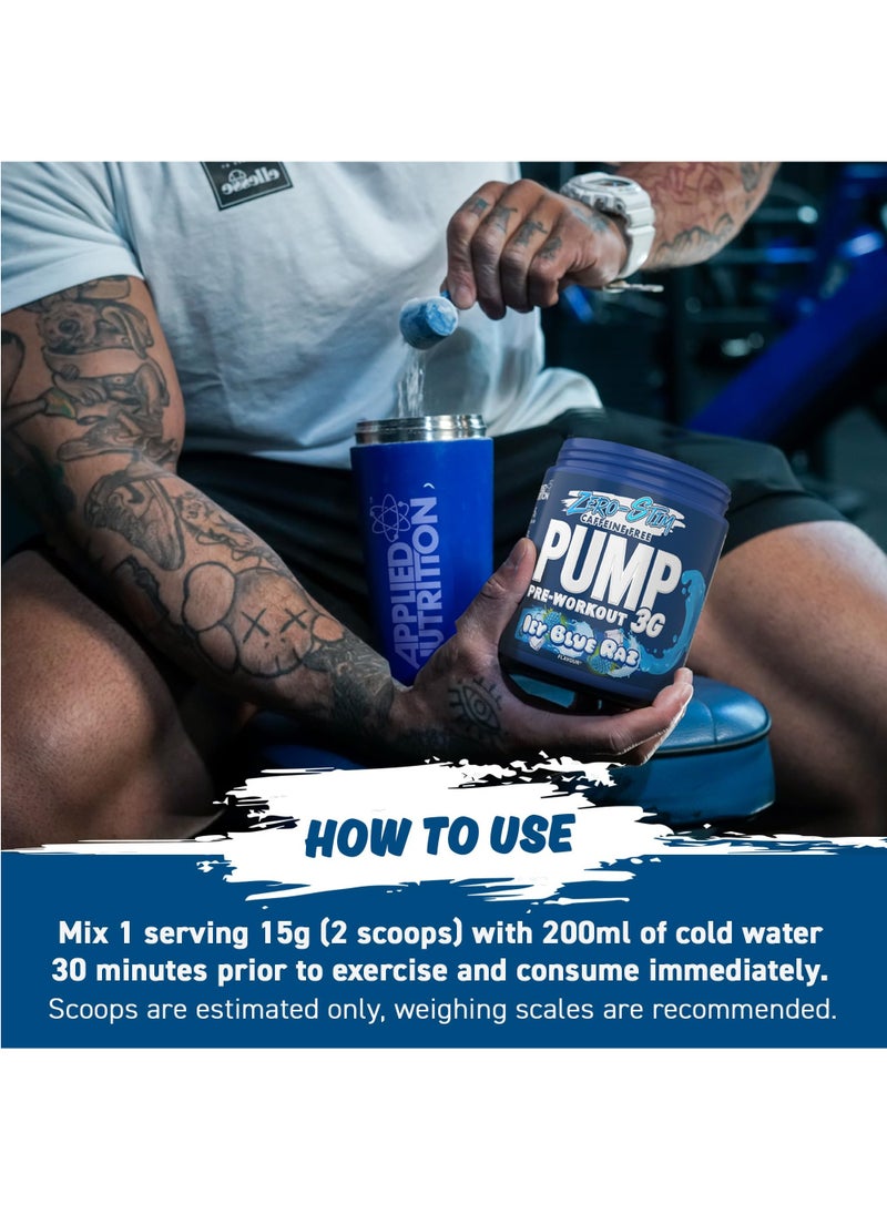 Applied Nutrition Zero-Stim Caffeine Pump 3G Pre-Workout Icy Blue Raz 375g