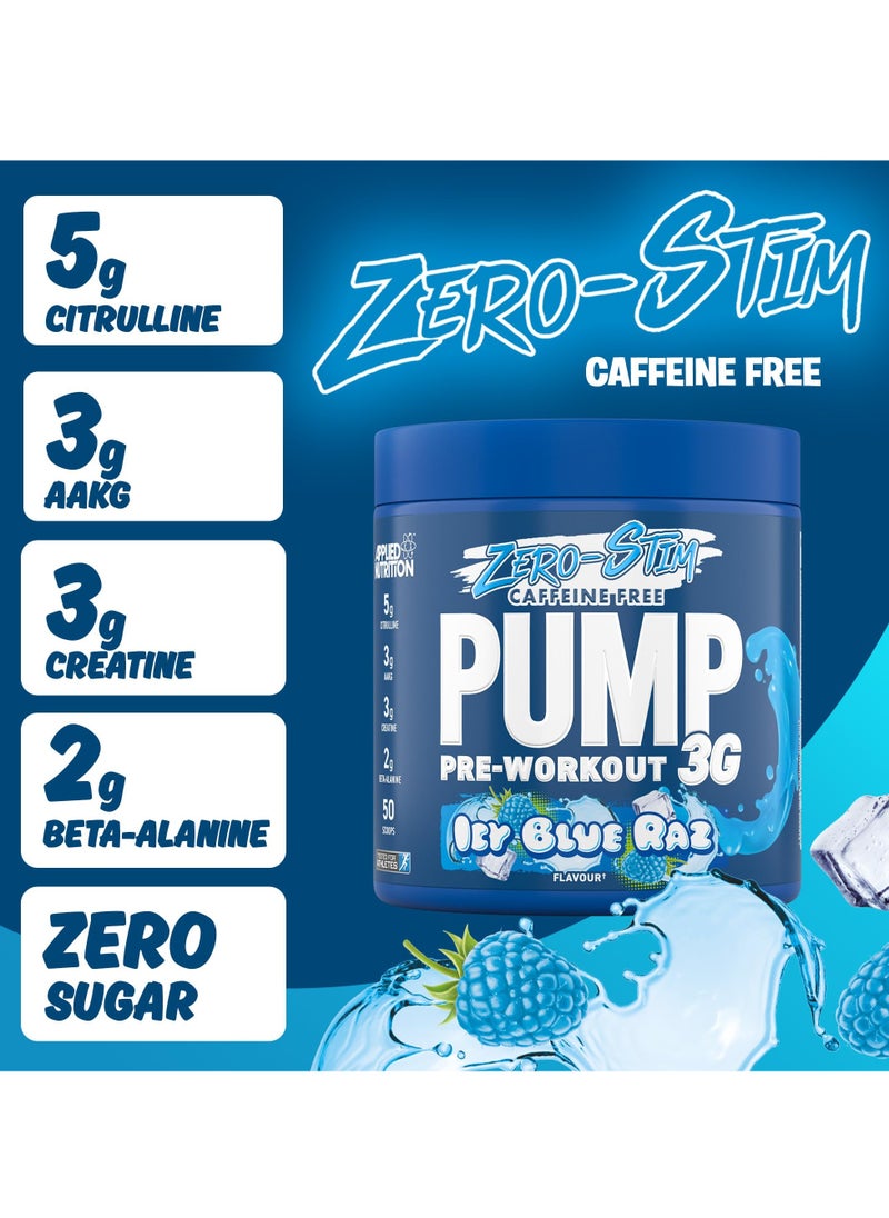 Applied Nutrition Zero-Stim Caffeine Pump 3G Pre-Workout Icy Blue Raz 375g