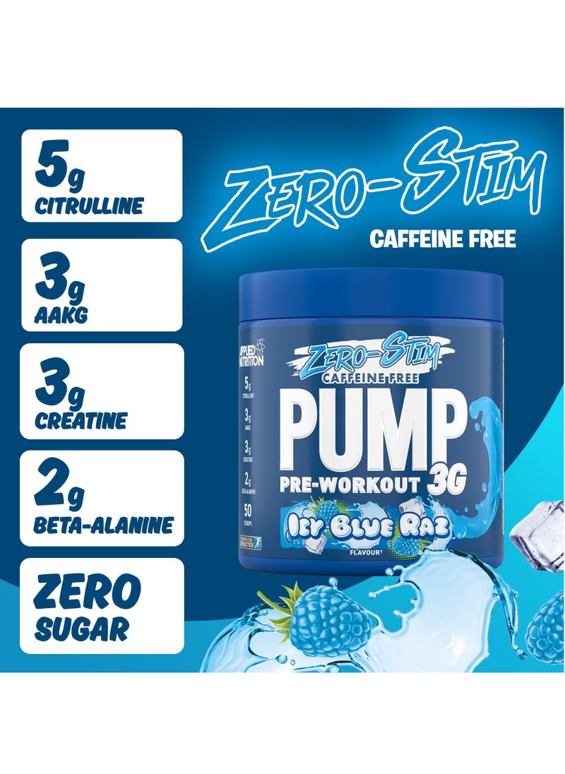 Applied Nutrition Zero-Stim Caffeine Pump 3G Pre-Workout Icy Blue Raz 375g