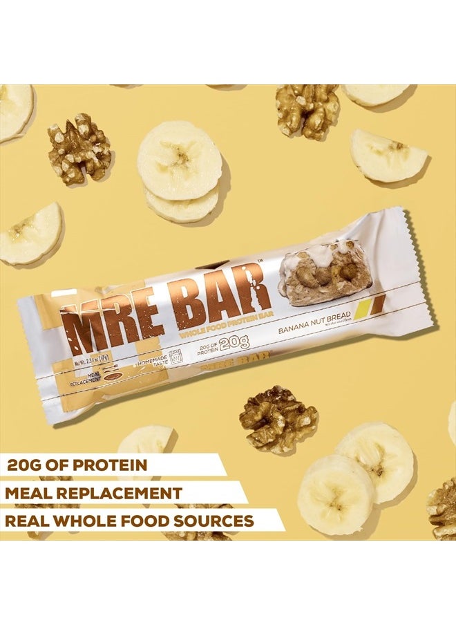 MRE Protein Bar, Crunchy Peanut Butter Cup - Contains MCT Oil + 20g of Whole Food Protein - Easily Digestible, Macro Balanced Low Sugar Meal Replacement Bar (12 Bars)