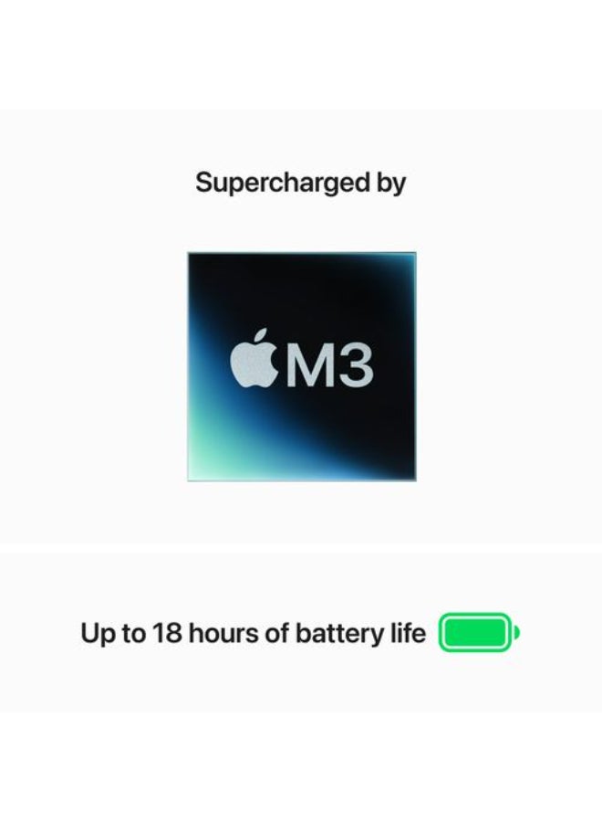 MacBook Air MC8M4 Laptop With 13.6-Inch Display, M3 chip 8-core CPU and 10-core GPU Processor/24GB RAM/512GB SSD/macOS English Space Grey