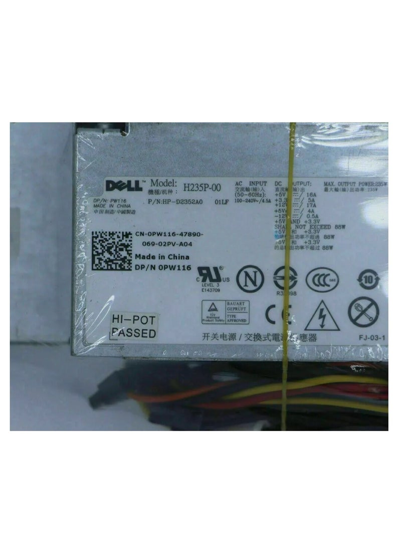 235w Power Supply For Optiplex 760, 780 and 960 Small Form Factor (SFF) Systems Model Numbers: F235E-00, L235P-01, H235P-00, H235E-00