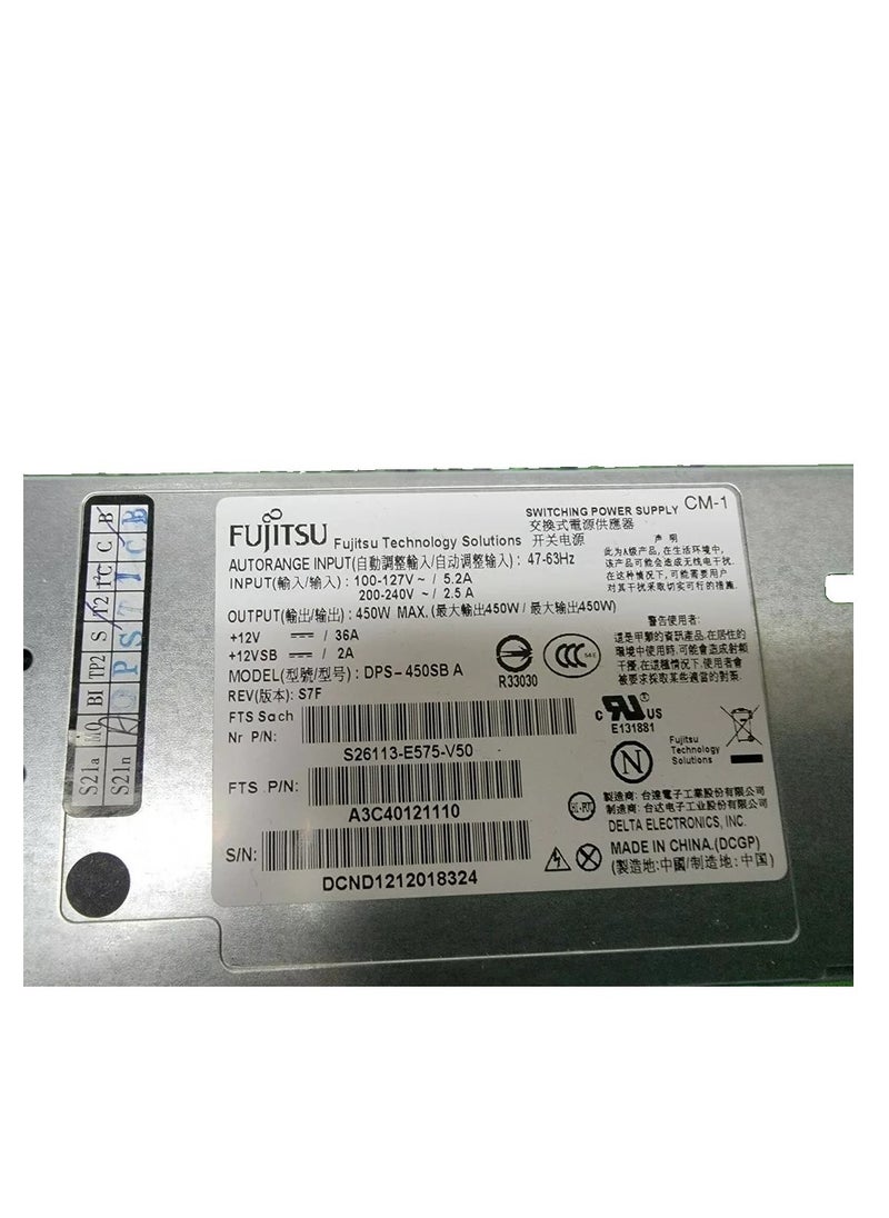 450W Power Supply For Fujitsu DPS-450SB-1 A RX200s7 RX300S7 Server S26113-E575-V50 80PLUS PLATINUM