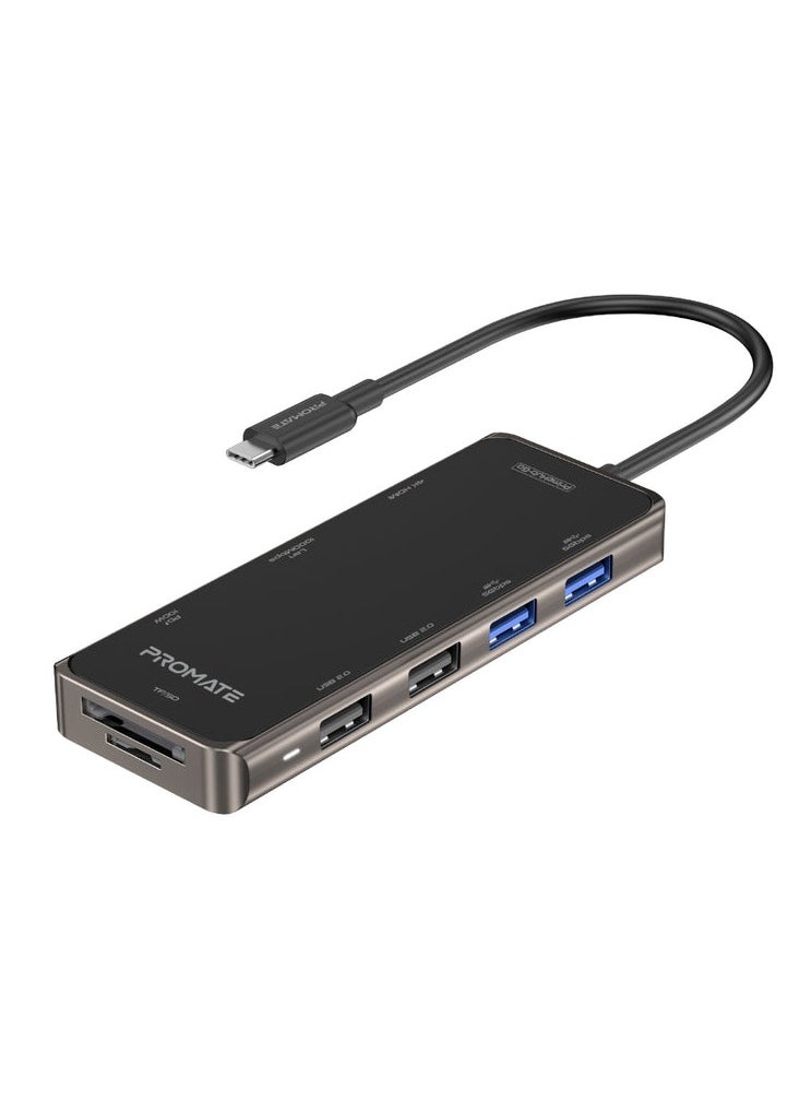 Promate Primhub-Go 9 in 1 Type-C USB Hub Black PrimeHub-Go