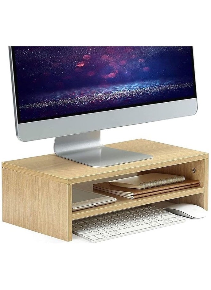 2 Tiers Wood Monitor Stand Riser,Monitor Riser for Computer,Laptop Printer Stand,Desk Organizer,Desktop Screen Riser with Storage Design,Computer Monitor Stand