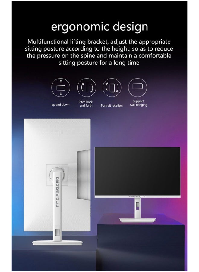 27 Inch GMX27P Gaming Monitor 2K QHD 2560x1440, LED Panel Type, 180Hz Refresh Rate, 1ms Response Time,  Adaptive Sync and G-Sync Compatible, Adjustable Stand | White