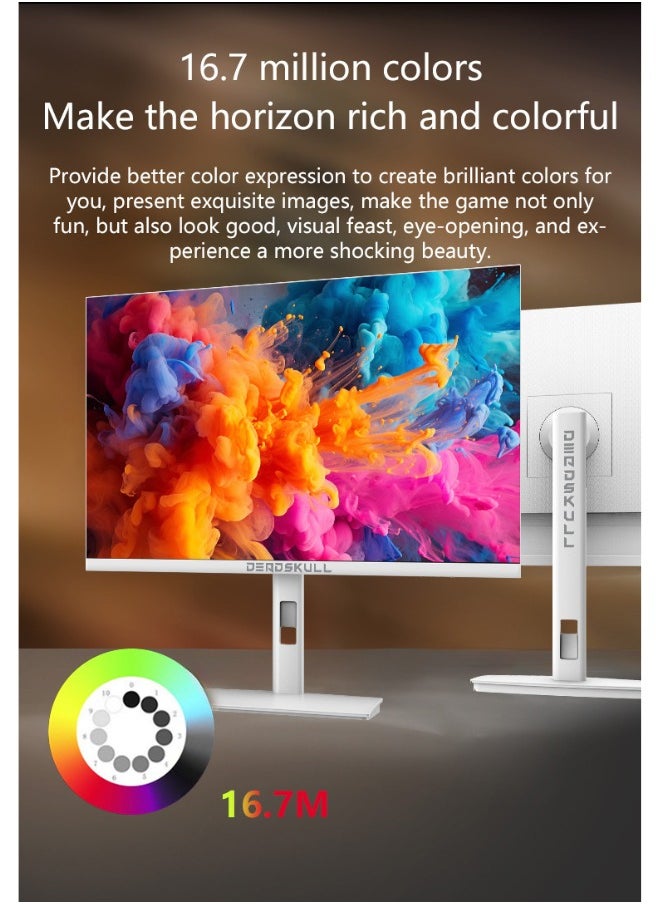 27 Inch GMX27P Gaming Monitor 2K QHD 2560x1440, LED Panel Type, 180Hz Refresh Rate, 1ms Response Time,  Adaptive Sync and G-Sync Compatible, Adjustable Stand | White
