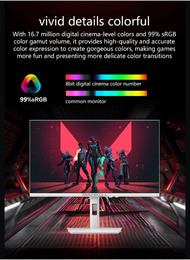 27 Inch GMX27P Gaming Monitor 2K QHD 2560x1440, LED Panel Type, 180Hz Refresh Rate, 1ms Response Time,  Adaptive Sync and G-Sync Compatible, Adjustable Stand | White