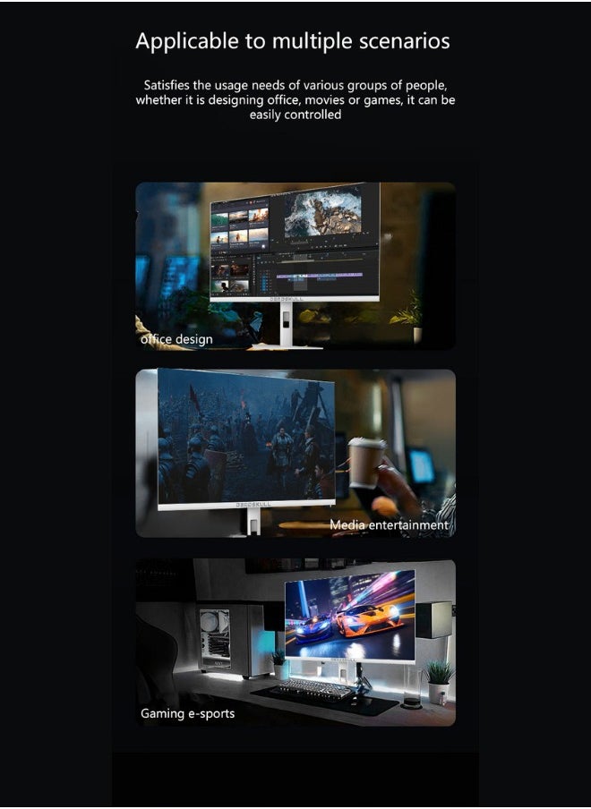 27 Inch GMX27P Gaming Monitor 2K QHD 2560x1440, LED Panel Type, 180Hz Refresh Rate, 1ms Response Time,  Adaptive Sync and G-Sync Compatible, Adjustable Stand | White
