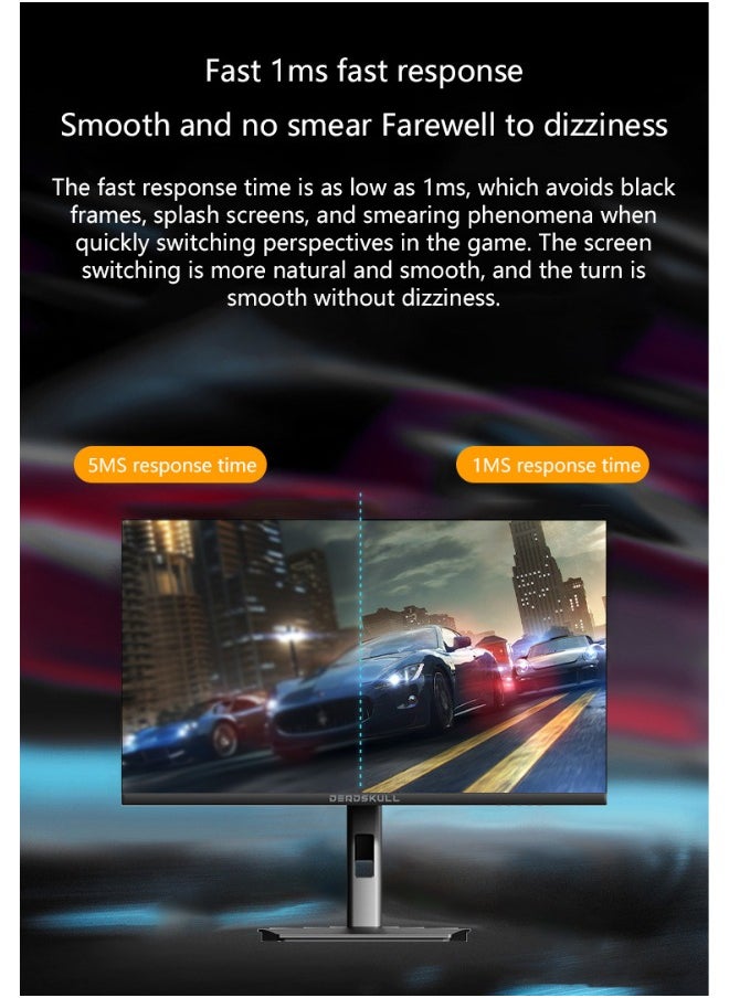 27 Inch GMX27P Gaming Monitor 2K QHD 2560x1440, LED Panel Type, 180Hz Refresh Rate, 1ms Response Time,  G-Sync Compatible, Adjustable Stand | Black
