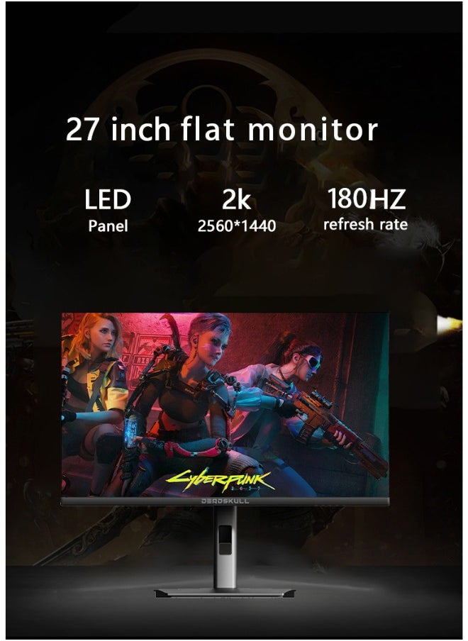 27 Inch GMX27P Gaming Monitor 2K QHD 2560x1440, LED Panel Type, 180Hz Refresh Rate, 1ms Response Time,  G-Sync Compatible, Adjustable Stand | Black