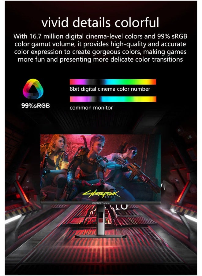 27 Inch GMX27P Gaming Monitor 2K QHD 2560x1440, LED Panel Type, 180Hz Refresh Rate, 1ms Response Time,  G-Sync Compatible, Adjustable Stand | Black
