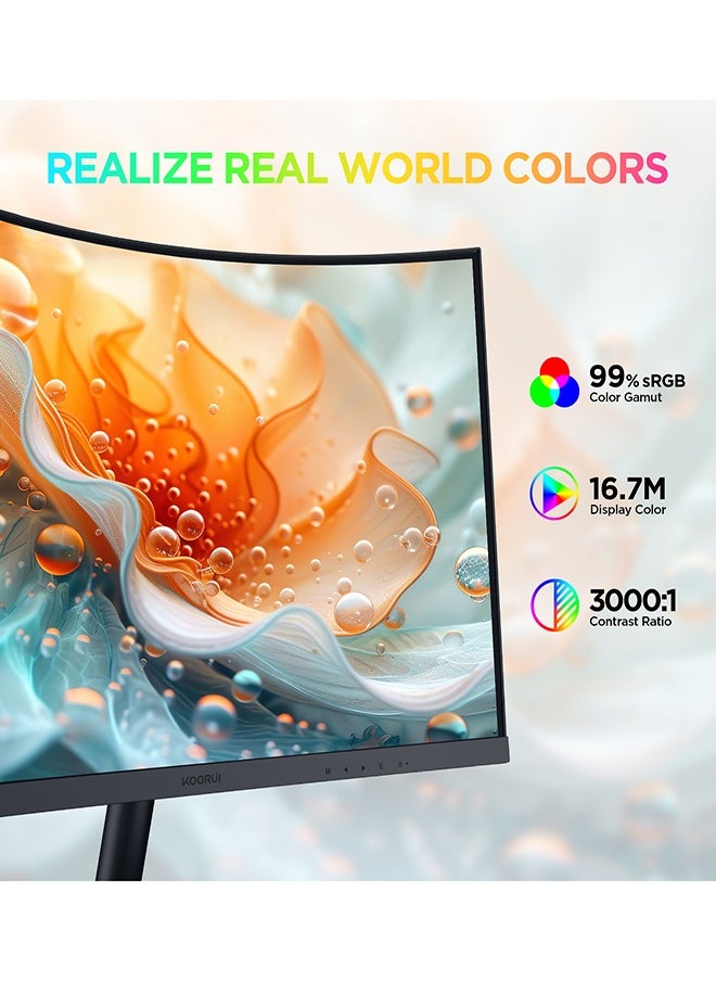27-Inch Curved Business Monitor – Full HD 1920 x 1080, 75Hz Refresh Rate, sRGB 99% Color Gamut, 3000: 1 Static Contrast, 16.9 Screen Ratio, 16.7m Maximum Color, Tilt Adjustable, HDMI and VGA, Cinema mode, Eye Protection, RTS, FPS | 27N5CA